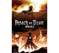 Close Up Póster Attack On Titan/Ataque a Titán Manga/Anime (Animación Manga) (61cm x 91,5cm) + 2 Marcos Negros para póster con suspención