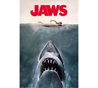 Close Up Póster de tiburón blanco Jaws Key Art (61 cm x 91,5 cm) + Tesa Powerstrips® original (1 paquete/20 unidades)
