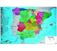 Close Up Póster Mapa Físico Político de España (91,5cm x 61cm) + 2 Marcos Transparentes con suspención