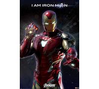 Close Up Póster Marvel Avengers: Endgame - I Am Iron Man (61cm x 91,5cm) + 2 Marcos Negros para póster con suspención