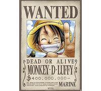 Close Up Póster One Piece Wanted Dead or Alive Monkey D. Luffy (68cm x 98cm) + Embalaje para Regalo
