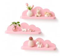 Cloud - Estante de pared flotante para habitación de niños, 3 unidades, adhesivo para estantes, color rosa