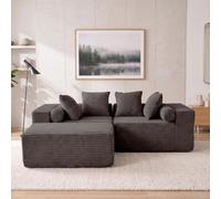 Cloud Sofá en forma de L 266 cm, chaise negro, chenilla, sin montaje, XXL | 3 módulos, despliegue 24-48h, forma de L y cama de invitados, para salón, dormitorio y apartamentos pequeños, flexible