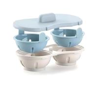 CLOVE Huevos Poche Molde, Cuece Huevos Microondas, Escalfador Huevos Poche, Huevo Poche, Cocedor de Huevos, Hervidor de Huevos (azul, doble)