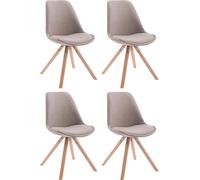 CLP: 4 sillas para visitas, modelo Toulouse, tapizadas en tela, diseño cuadrado, con cojín en el asiento y patas de madera rectangular. Color: taupe. Color del marco: natural