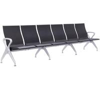 CLP Banco de Espera Estilo Aeropuerto Ermin, Banco para Pasillo con Respaldo, Asientos ergonómicos, sillas de Espera con Estructura de Aluminio Color:Negro;Tamaño