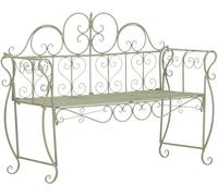 CLP Banco de Jardin Minna, Banco metalico romantico Estilo modernista con reposabrazos, Ideal para Jardin, terraza y Balcon, hasta 180 kg, Color:Antiguo-Verde
