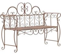 CLP Banco de Jardin Minna, Banco metalico romantico Estilo modernista con reposabrazos, Ideal para Jardin, terraza y Balcon, hasta 180 kg | Color Antiguo marrón