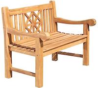 CLP Banco De Madera De Teca Florida con Reposabrazos I Silla De Jardín con Respaldo & Resistente A La Intemperie, Color:Teca, Tamaño:120 cm