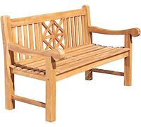 CLP Banco De Madera De Teca Florida con Reposabrazos I Silla De Jardín con Respaldo & Resistente A La Intemperie, Color:Teca, Tamaño:150 cm