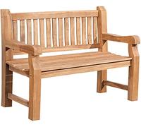 CLP Banco de Teca Jackson V2 I Banco de Madera Resistente a la Intemperie con Respaldo I De Madera Maciza de Teca, Color:Teca, Tamaño:120 cm