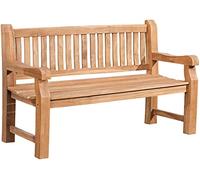 CLP Banco de Teca Jackson V2 I Banco de Madera Resistente a la Intemperie con Respaldo I De Madera Maciza de Teca, Color:Teca, Tamaño:150 cm