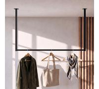CLP Barra para colgar ropa de techo y pared Fenton, perchero metálico negro para recibidor, dormitorio y vestidor, Tamańo:100x60 cm