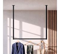 CLP Barra para colgar ropa de techo y pared Fenton, perchero metálico negro para recibidor, dormitorio y vestidor, Tamańo:80x80 cm