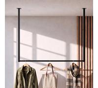 CLP Barra para colgar ropa de techo y pared Fenton, perchero metálico negro para recibidor, dormitorio y vestidor, Tamańo:100x80 cm