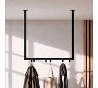 Barra de colgar fenton con 6 perchas metal negro 7x60x60 cm