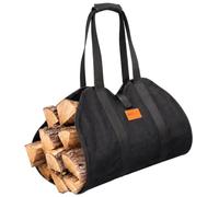CLP Bolsa Grande para leña Trondheim XXL Resistente con Asas, soporta hasta 37 kg, fácil de Usar | Color Negro