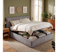 CLP Cama 160x200 con almacenaje Mirka, Base para colchón, somier elevable, tapizado en Tela, soporta hasta 300 kg, Color:Gris