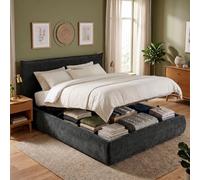 CLP Cama 160x200 con almacenaje Mirka, Base para colchón, somier elevable, tapizado en Tela, soporta hasta 300 kg, Color:Gris Oscuro