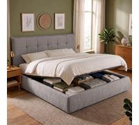 CLP Cama 180x200 Mirka con Espacio de Almacenamiento, Base con somier elevable, tapizado en Tela, soporta hasta 300 kg, Color:Gris