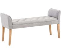 CLP Chaise Longue Cleopatra con Tapizado de Tela I Banco Largo Acolchado en Estilo Chesterfield | Color Gris Claro Color del Marco Envejecido Claro