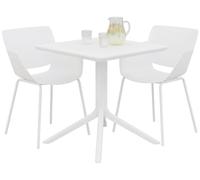 CLP Conjunto de Jardin Lirra Resistente a la Intemperie con 2 sillas y Mesa Cuadrada, Set de 3 Piezas para Jardin, terraza y Balcon Color Blanco