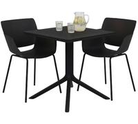 CLP Conjunto de Jardin Lirra Resistente a la Intemperie con 2 sillas y Mesa Cuadrada, Set de 3 Piezas para Jardin, terraza y Balcon Color:Negro