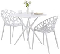 CLP Conjunto de Jardin Resistente a la Intemperie con Mesa y 2 sillas apilables Lumera, Set de plastico, soporta hasta 150 kg | Color Blanco