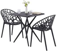CLP Conjunto de Jardin Resistente a la Intemperie con Mesa y 2 sillas apilables Lumera, Set de plastico, soporta hasta 150 kg Color:Negro