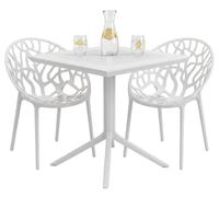 CLP Conjunto de Muebles de Jardin apilable Avara con 2 sillas Grupo Moderno para Balcon terraza Jardin Resistente al Clima plastico | Color Blanco