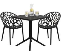 CLP Conjunto de Muebles de Jardin apilable Avara con 2 sillas Grupo Moderno para Balcon terraza Jardin Resistente al Clima plastico Color Negro