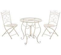 CLP Conjunto De Muebles De Jardín Indra I Juego De Mesa & 2 Sillas De Jardín En Estilo Rústico I 2X Sillas & 1 Mesa De Exterior I Color:, Color:Crema Envejecido