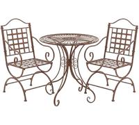 CLP Conjunto de Muebles de jardín Viro con Mesa Redonda y 2 sillas de Hierro de Estilo Art Nouveau nostálgico para jardín, balcón y terraza | Color Antiguo marrón