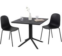 CLP Conjunto de Muebles de jardín Zeron Resistente al Clima con 2 sillas apilables y Mesa Cuadrada 80x80cm para balcón y terraza Color Negro