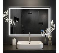 CLP Espejo de bańo Jaffrey, Altavoz Bluetooth, antivaho, Espejo de Pared con iluminación LED, Regulable, 3 Modos de luz, Tamańo:70x100 cm