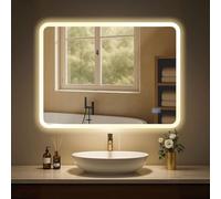 CLP Espejo de bańo Jericho con iluminación, Espejo de bańo antivaho, Espejo de Pared con luz LED, Regulable, 3 Modos de luz, Tamańo:60x80 cm