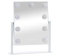 CLP Espejo De Maquillaje Majuro con Luz LED & Función Táctil I Espejo De Tocador Moderno con Estilo Hollywood Inclinable, Color:Blanco