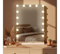 CLP Espejo de Maquillaje Murrieta | Espejo cosmético con Puerto USB | Iluminación LED Regulable | Espejo Hollywood con 3 Modos, Color:Blanco