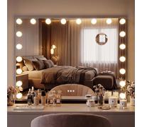 CLP Espejo de Maquillaje Norlina 80x60 cm con Iluminación LED Regulable, 3 Modos de Luz y USB, Espejo Hollywood de Tocador o Pared, Color:Negro