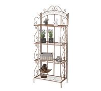 CLP Estantería Antje con Estructura De Hierro I Estantería De Pie Plegable con 4 Baldas I Estante De Almacenamiento Estilo Rustico I Color: | Color Antiguo marrón