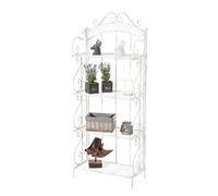Estantería Antje con Estructura De Hierro I Estantería De Pie Plegable con 4 Baldas I Estante De Almacenamiento Estilo Rustico I Color:, Color:Blanco Envejecido