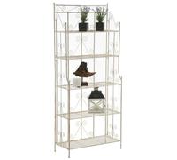 CLP Estantería de pie Ciara I Estantería metálica para Plantas en Estilo casa de Campo I 5 estantes Plegables, Color:Crema Envejecido