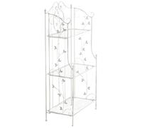 CLP Estanteria de pie Plegable Reus, Estante Escalonado Estilo Rustico, estanteria para Plantas de Metal, compacta para Interior y Exterior | Color Blanco Envejecido