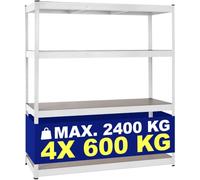 CLP Estanteria Metalica Carga Pesada 60x160cm para Bodega y Garaje soporta 2400kg con 4 baldas MDF de 600kg Cada una | Color Blanco