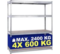 CLP Estanteria Metalica Carga Pesada 60x160cm para Bodega y Garaje soporta 2400kg con 4 baldas MDF de 600kg Cada una | Color Plata