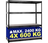CLP Estanteria Metalica Carga Pesada 60x160cm para Bodega y Garaje soporta 2400kg con 4 baldas MDF de 600kg Cada una | Color Negro