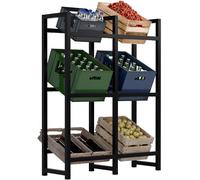 CLP Portacasse in Metallo per Bevande Stack, portacasse per Bevande salvaspazio Robusto e salvaspazio per Casse di Bevande, Colore:Nero, Dimensione:116x91x31 cm