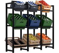 CLP Estantería metálica para Cajas de Bebidas Stack, estantería para Cajas de Bebidas Robusta y Que Ahorra Espacio para Cajas de Bebidas, Color:Negro, Tamańo: