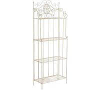 CLP Estantería para plantas Flora – Metal, estilo rústico, plegable, 4 baldas – Crema antiguo