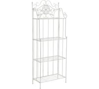 CLP Estanteria para Plantas de Metal Plegable Flora, Estante para Flores de 4 Niveles, Estilo Rustico, para Jardin, Balcon, terraza, Interior y Exterior, Color:Blanco Envejecido